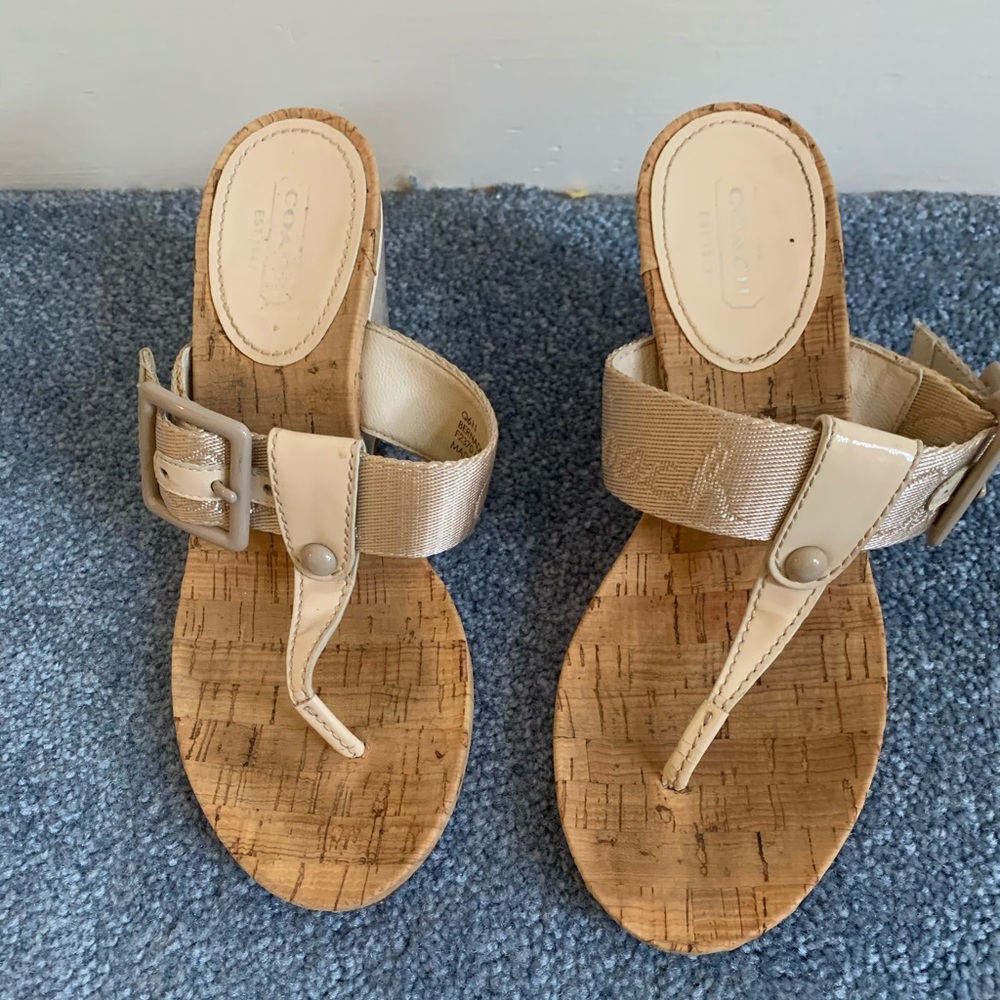 Authentic Coach Cork Wedges in EUC